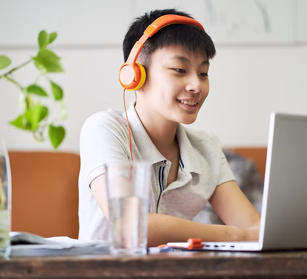 HSC student reviewing essay feedback online with an AchieveIt tutor